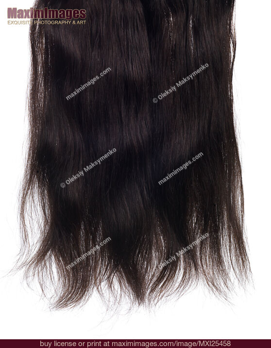 Stock photo of Dark brown hair extensions isolated texture Buy commercial use license at MaximImages