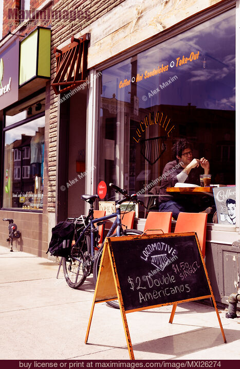 Stock photo of Locomotive coffee at the Junction Toronto Buy commercial use license at MaximImages