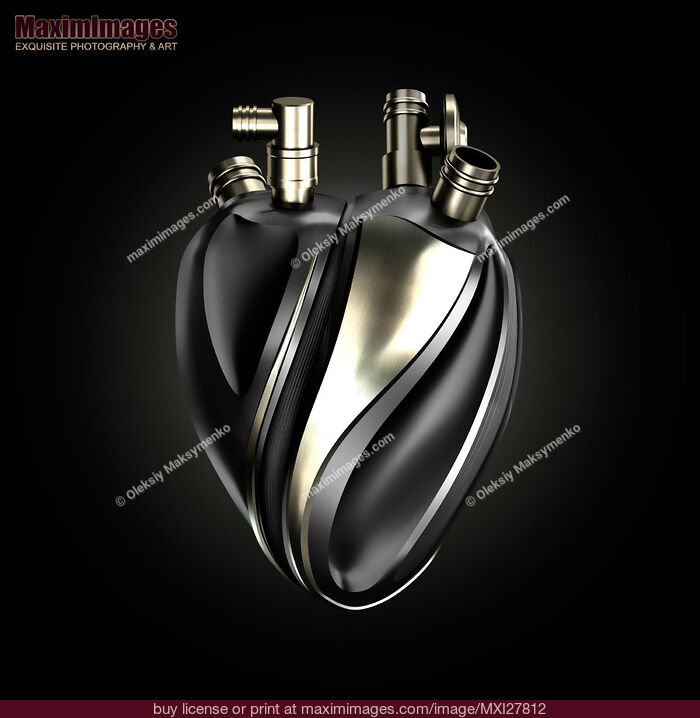 Stock image of Back steel human heart Conceptual 3D illustration Buy commercial use license at MaximImages