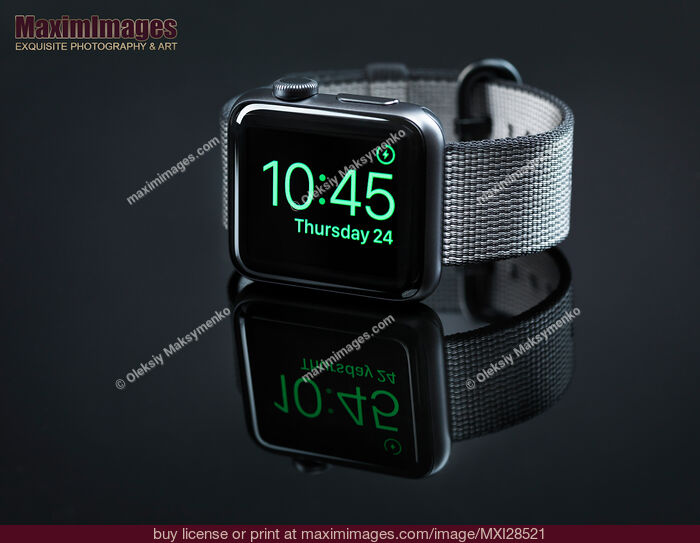 Stock photo of Apple Watch smartwatch on black Buy commercial use license at MaximImages