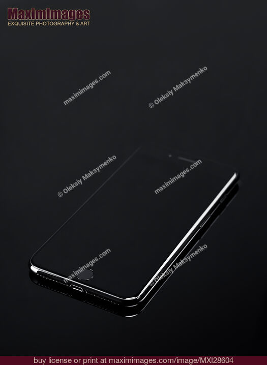 Stock photo of Apple iPhone 7 Plus with blank screen on black Buy commercial use license at MaximImages