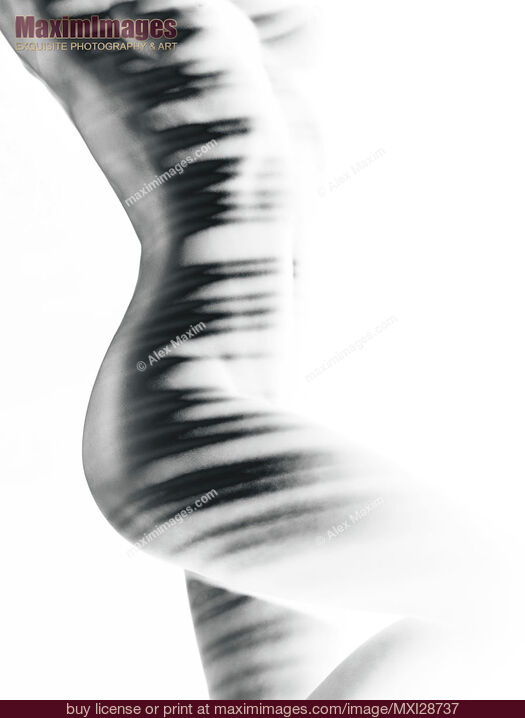 Stock photo of Abstract black and white nude woman body with on white background Buy commercial use license at MaximImages