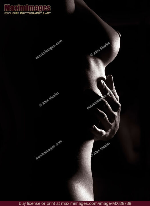 Stock photo of Black and white nude woman breast and body outline Buy commercial use license at MaximImages