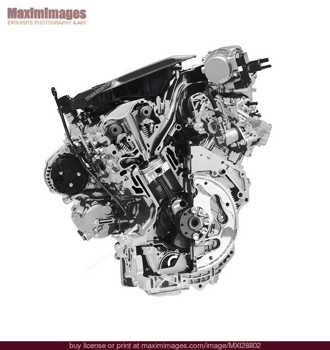 Stock image of Stylized cross section of Buick Lacrosse V6 engine Buy commercial use license at MaximImages