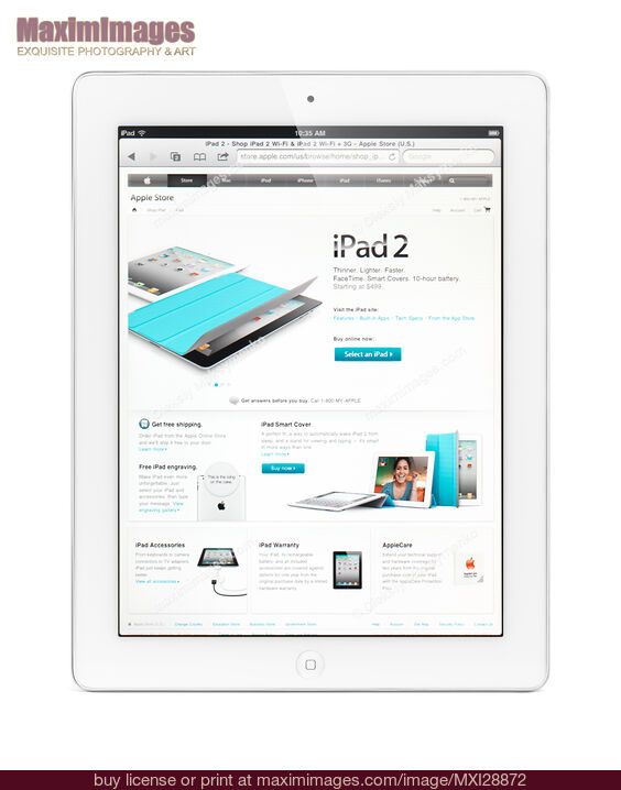 Stock photo of Apple iPad 2 Tablet Computer Buy commercial use license at MaximImages