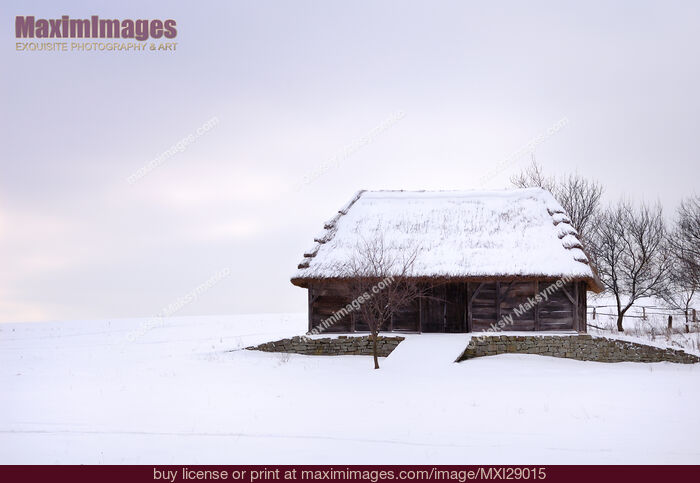 Stock photo of Lonely Log House Buy commercial use license at MaximImages