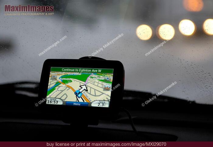 Stock photo of GPS in a Car Buy commercial use license at MaximImages