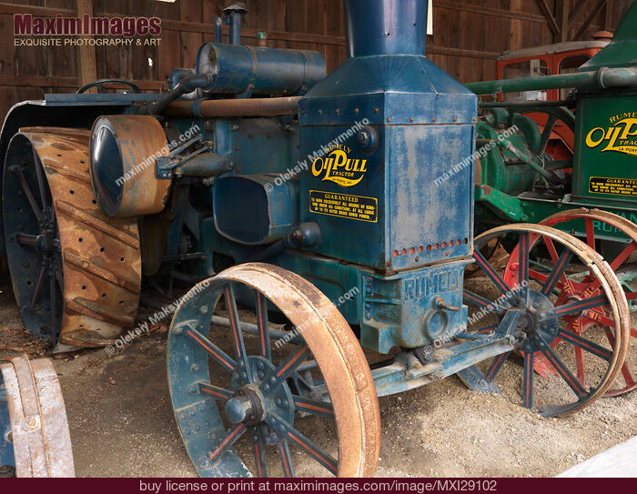 Stock photo of Antique Oil Pull Tractor Buy commercial use license at MaximImages