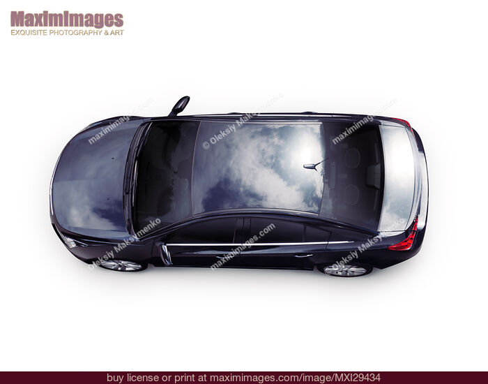 Stock photo of Black Cadillac XTS luxury car top view isolated Buy commercial use license at MaximImages