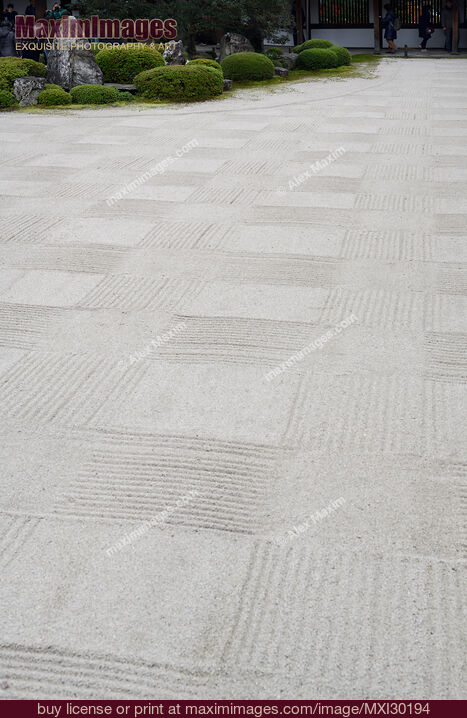 Stock photo of Geometrical Zen garden with checkered design at Kaizando hall Tofukuji Kyoto Buy commercial use license at MaximImages