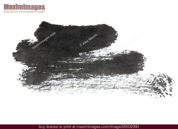 Stock image of Brushstroke Calligraphy Ink Brush Stroke black on white Buy commercial use license at MaximImages