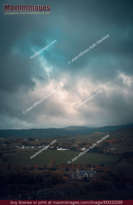 Stock photo of Countryside landscape scenery of Dundalk county town in Louth Ireland under dramatic stormy sky Buy commercial use license at MaximImages