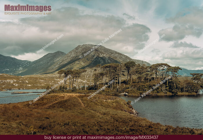 Stock photo of Mountain nature scenery of Derryclare Lough Connemara National Park in Galway, Ireland Buy commercial use license at MaximImages