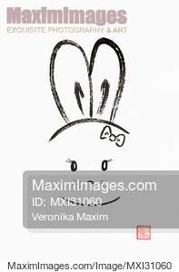 Cute kawaii bunny girl with a bow illustration... preview image