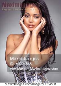 Portrait of a young black woman with long hair... preview image