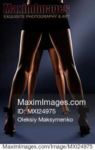 Legs of two women in high heel shoes facing each other... preview image
