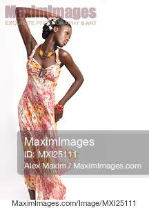 Beautiful african woman in pink summer dress... preview image
