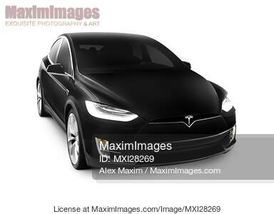 Black 2017 Tesla Model X luxury SUV electric car isolated on white... preview image
