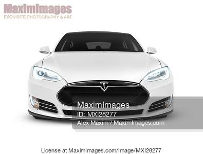 White Tesla Model S luxury electric car front view isolated... preview image