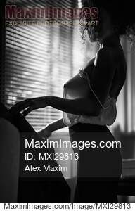 Sensual black and white boudoir portrait of woman in sexy...... preview image