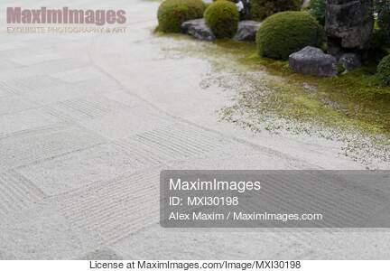 Detail of a checkered white gravel Zen garden at Kaizando...... preview image