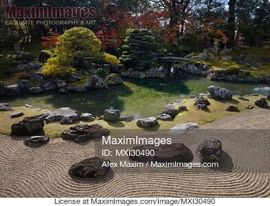 Japanese Zen rock garden with Kamo no Sanseki stones in...... preview image