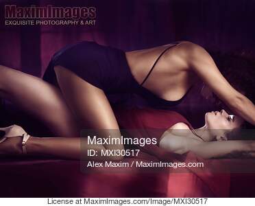 Beautiful sexy lesbian couple two women in dresses making...... preview image
