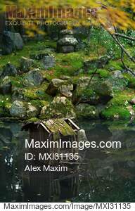 Tranquil scenery of Tenjuan Temple Japanese Zen pond garden...... preview image