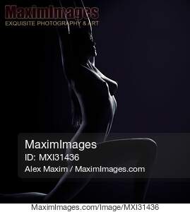 Art nude portrait of a woman in a low lunge yoga pose naked...... preview image