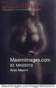 Surreal art nude beautiful nude woman with a rose tied with...... preview image