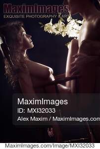 Sensual nude portrait of a beautiful couple making love in...... preview image