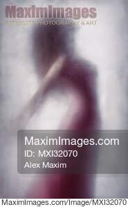 Woman in red dress graceful silhouette suspended in leaping...... preview image