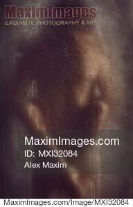 Sexy nude couple making love behind wet shower glass Rear...... preview image