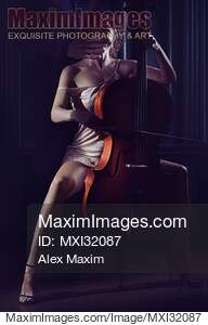 Sensual romantic concept of a man caressing neck of a sexy...... preview image
