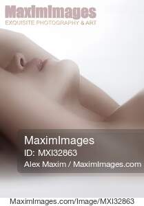 Sensual closeup of nude woman neck and lips in soft white...... preview image