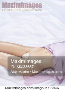 Sexy half-naked woman bared body midsection with sensual...... preview image