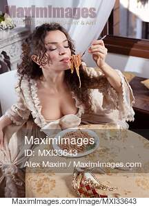 Beautiful sensual woman in vintage Venetian carnival dress...... preview image