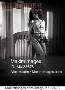 Black and white art nude portrait of a beautiful young...... preview image
