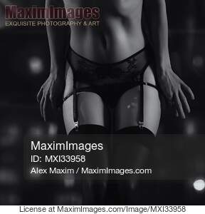 Black and white closeup of a sexy woman in lace lingerie...... preview image