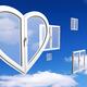 Heart shaped PVC Window over Blue Sky... (thumbnail)