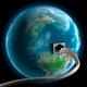 Network cable plug in Earth globe Internet concept... (thumbnail)