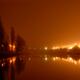 Foggy night city scenery over river canal... (thumbnail)