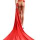 Red fabric behind naked woman legs... (thumbnail)