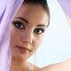 Young woman face behind curtain... (thumbnail)