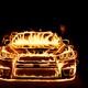 Sports Car in Flames on Black Background... (thumbnail)
