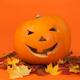 Carved Pumpkin on Fallen Leaves... (thumbnail)