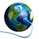 Internet Network Cable Plugged into the Earth World Wide Web concept... (thumbnail)