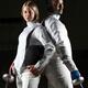 Portrait of Two Fencers in Fencing Uniform... (thumbnail)