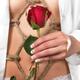 Woman holding a red rose in her hand in front of her half-naked body t... (thumbnail)
