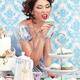 Beautiful lady is about to eat a cupcake at a tea party... (thumbnail)